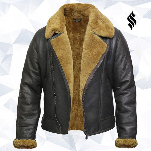 Men's Leather Shearling Sheepskin Jacket - Shearling leather