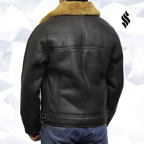 Men's Leather Shearling Sheepskin Jacket - Shearling leather