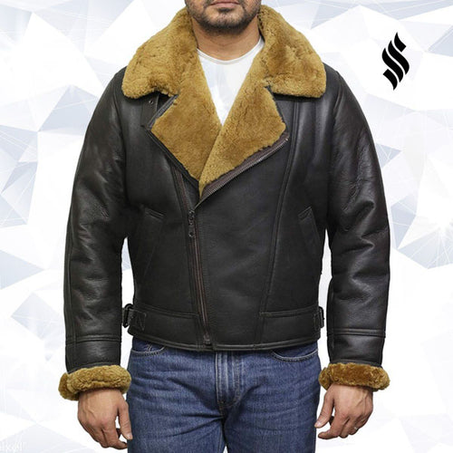 Men's Leather Shearling Sheepskin Jacket - Shearling leather