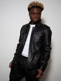 Black Leather Jacket - Shearling leather