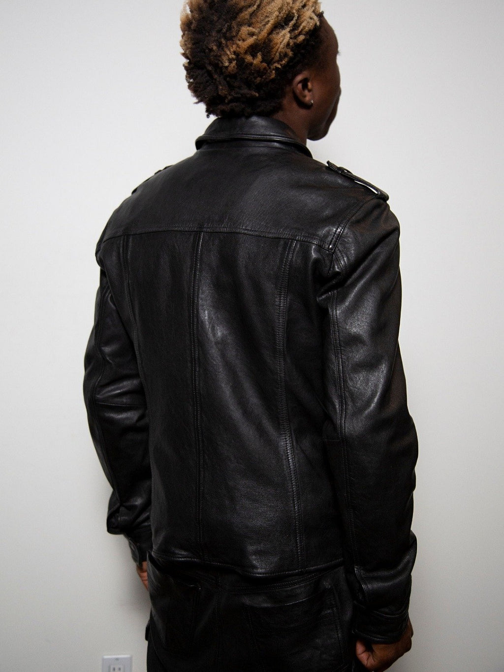 Black Leather Jacket - Shearling leather