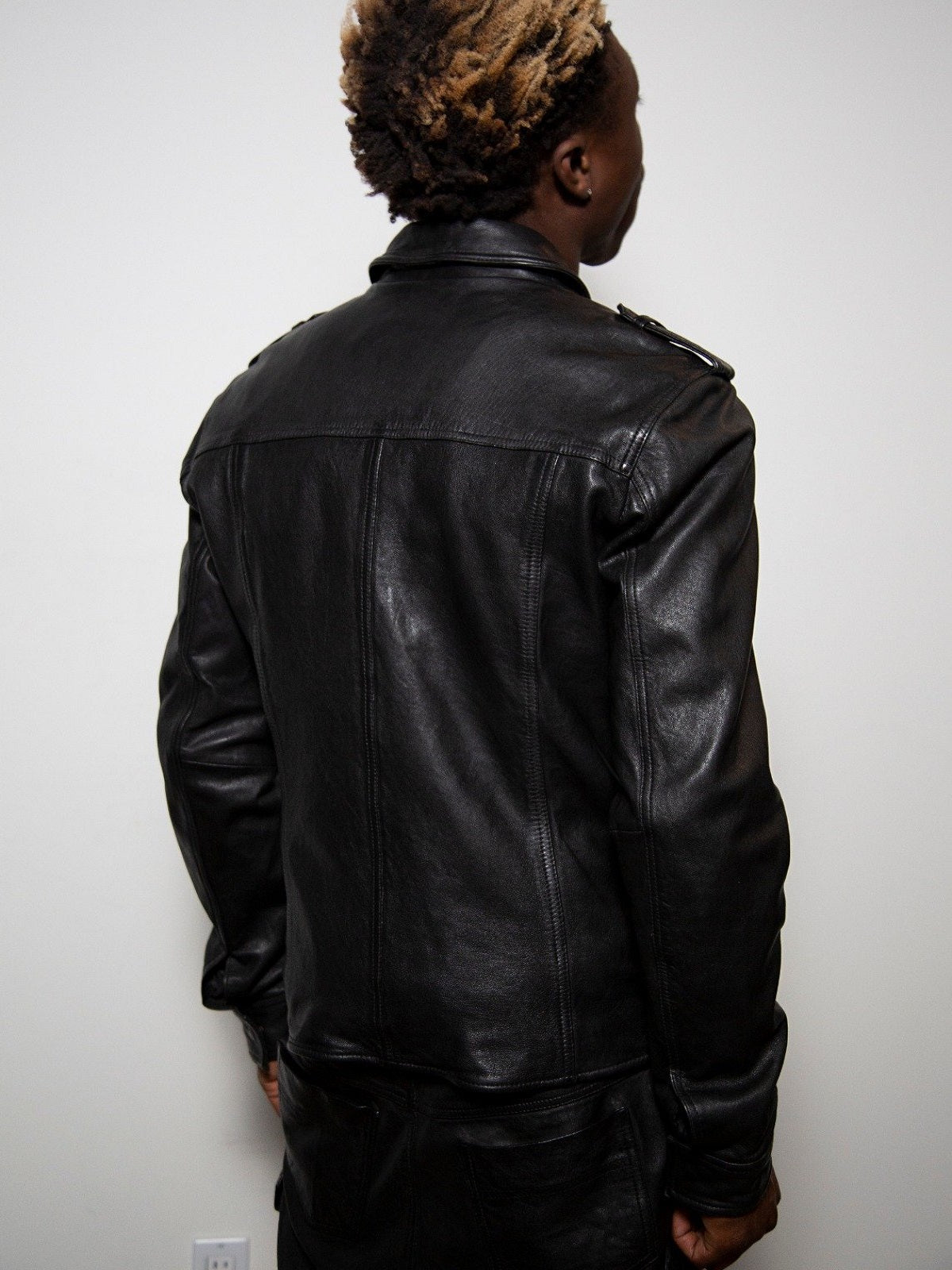 Black Leather Jacket - Shearling leather