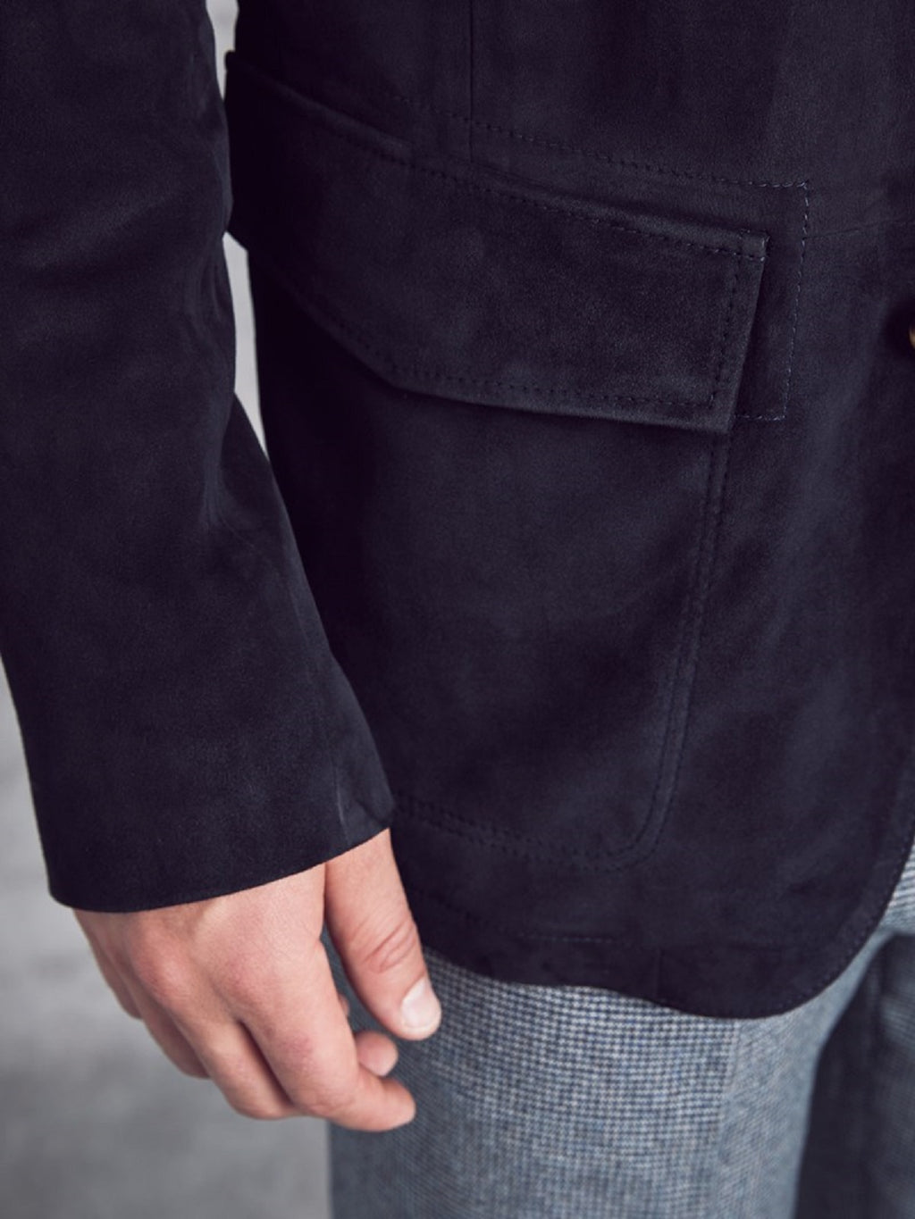 Men Black Suede Leather Jacket - Shearling leather