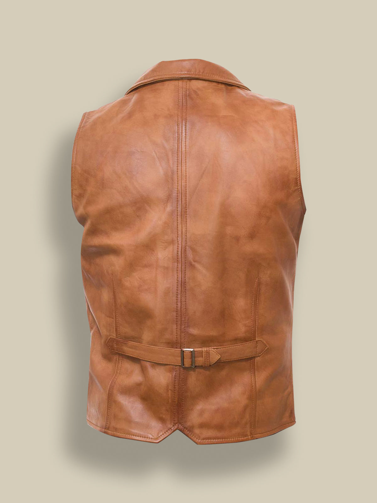 Men Tan Brown Vest - Shearling leather