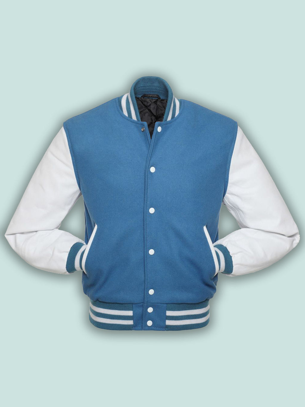 Blue Varsity Jacket - Shearling leather