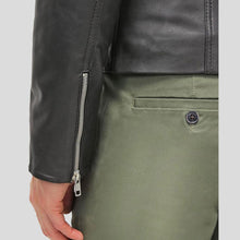 Load image into Gallery viewer, Hung Black Leather Racer Jacket - Shearling leather
