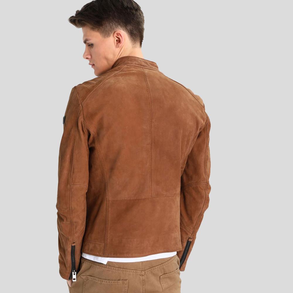 Jason Brown Suede Leather Racer Jacket - Shearling leather