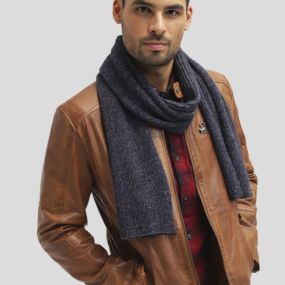 Ricardi Brown Leather Racer Jacket - Shearling leather