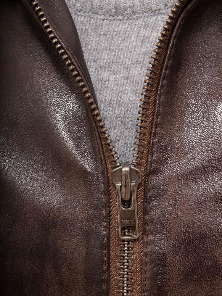 George Brown Removable Hooded Leather Jacket - Shearling leather