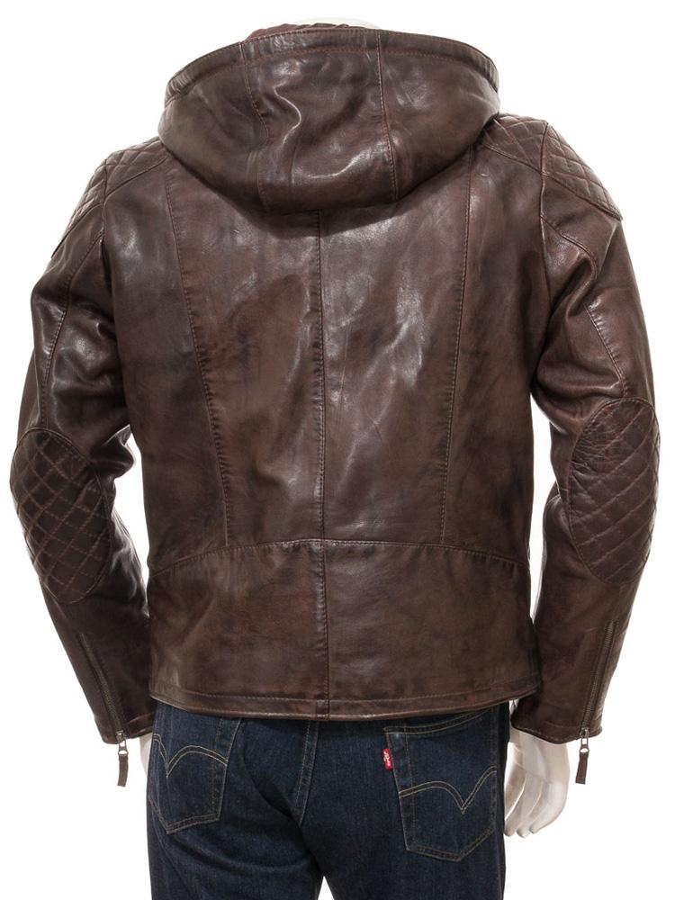 George Brown Removable Hooded Leather Jacket - Shearling leather
