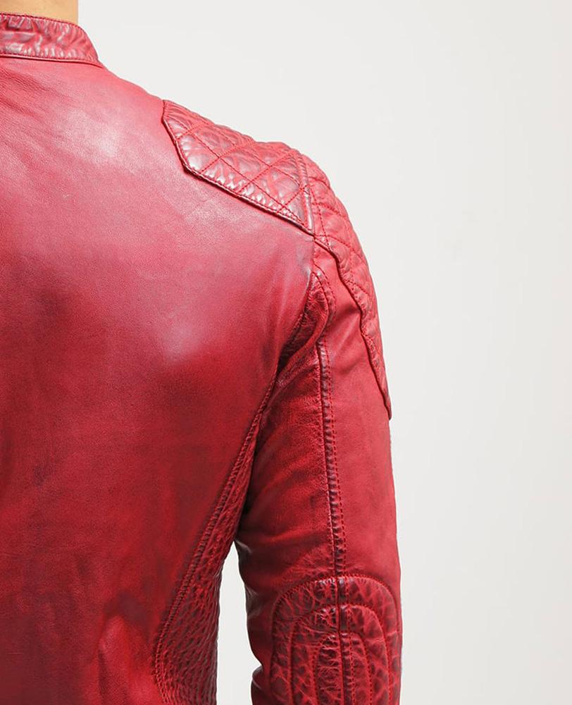 Hank Red Quilted Leather Jacket - Shearling leather
