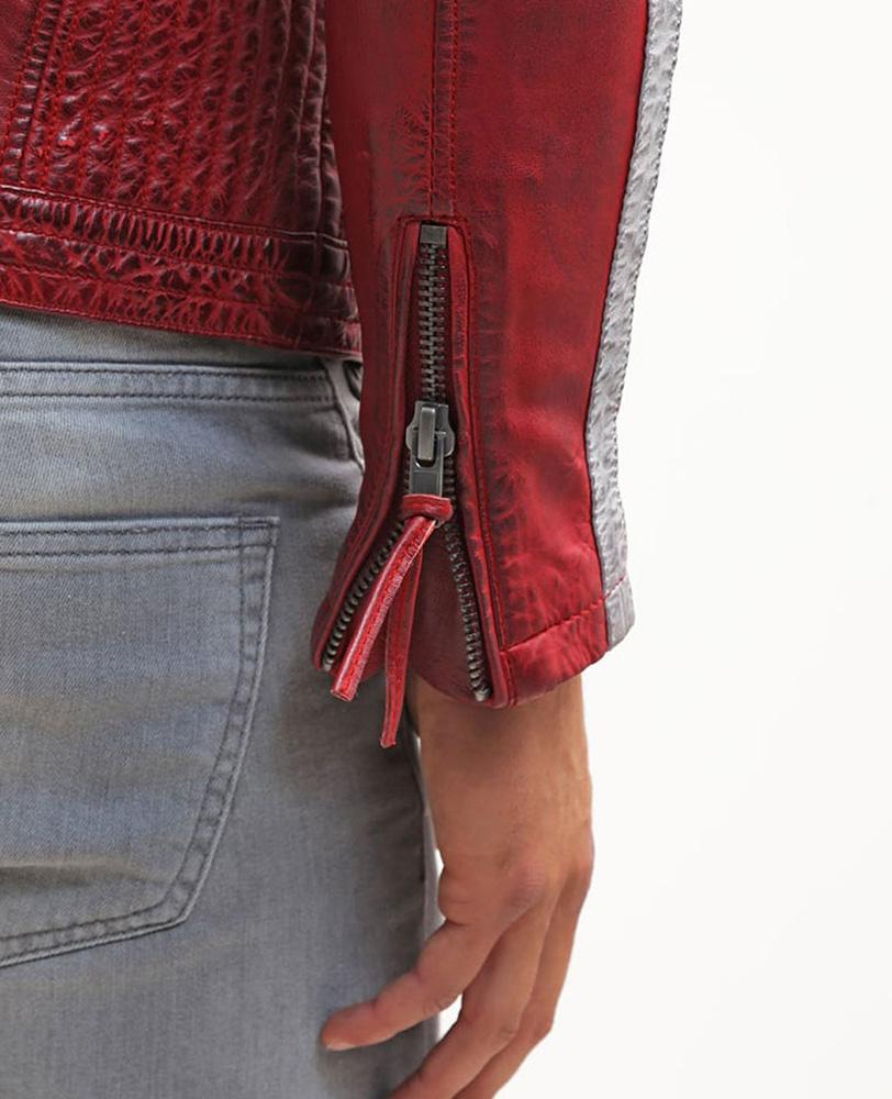 Hank Red Quilted Leather Jacket - Shearling leather