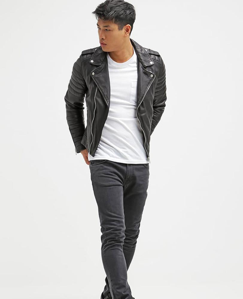 Harl Black Quilted Leather Jacket - Shearling leather
