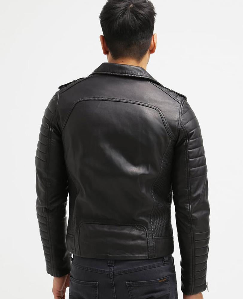 Harl Black Quilted Leather Jacket - Shearling leather