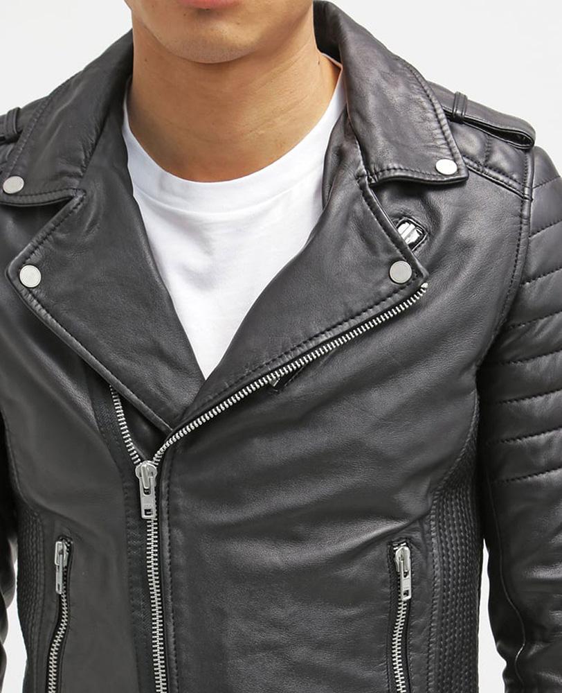 Harl Black Quilted Leather Jacket - Shearling leather