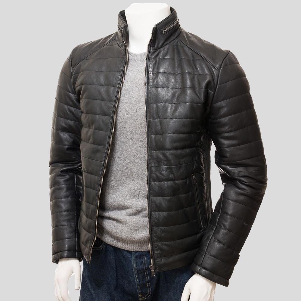 Jair Black Quilted Leather Jacket - Shearling leather
