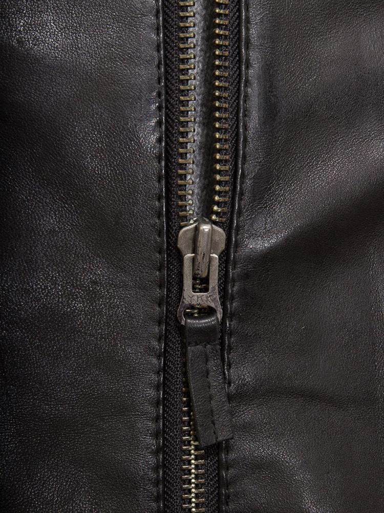 Jami Black Hooded Leather Jacket - Shearling leather