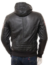 Load image into Gallery viewer, Jed Black Leather Jacket With Hood - Shearling leather
