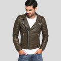 Mac Army Green Quilted Leather Jacket - Shearling leather