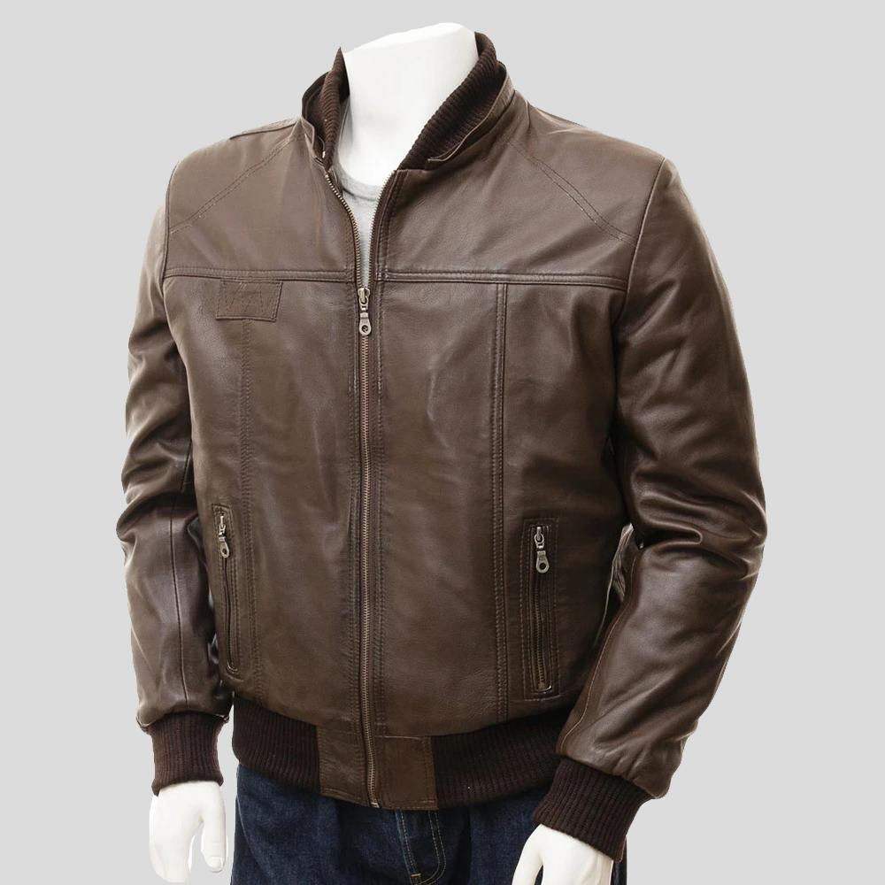 Mado Brown Removable Hooded Leather Jacket - Shearling leather