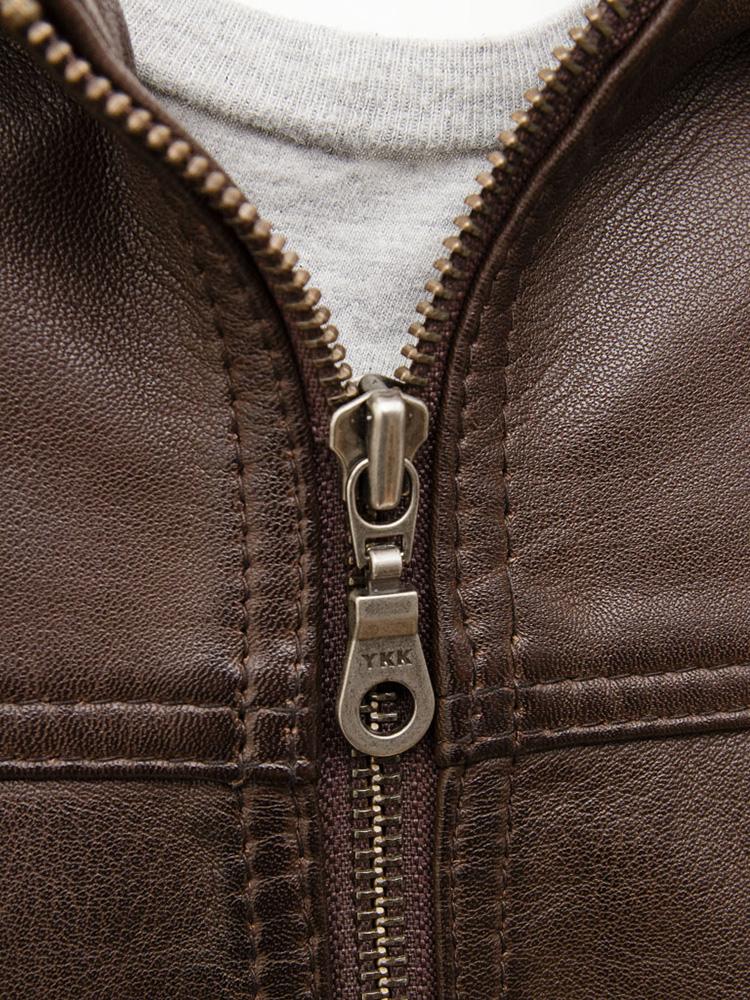 Mado Brown Removable Hooded Leather Jacket - Shearling leather