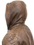 Rick Brown Removable Hooded Leather Jacket - Shearling leather