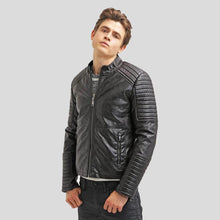 Load image into Gallery viewer, Robt Black Quilted Leather Jacket - Shearling leather
