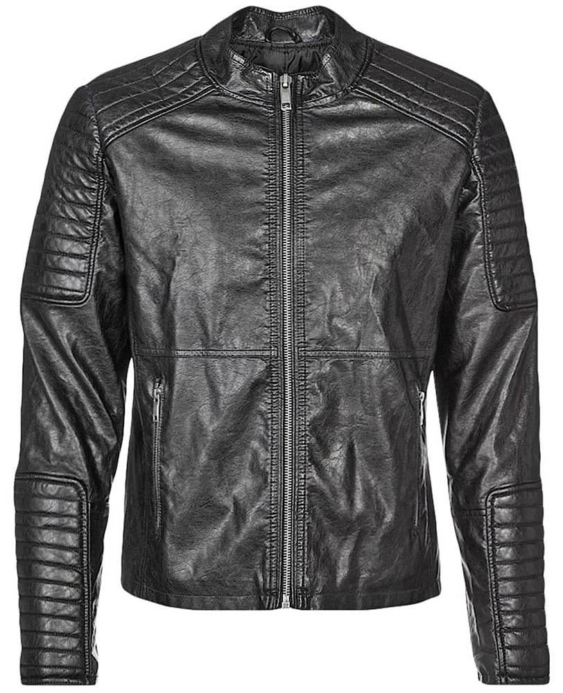 Robt Black Quilted Leather Jacket - Shearling leather