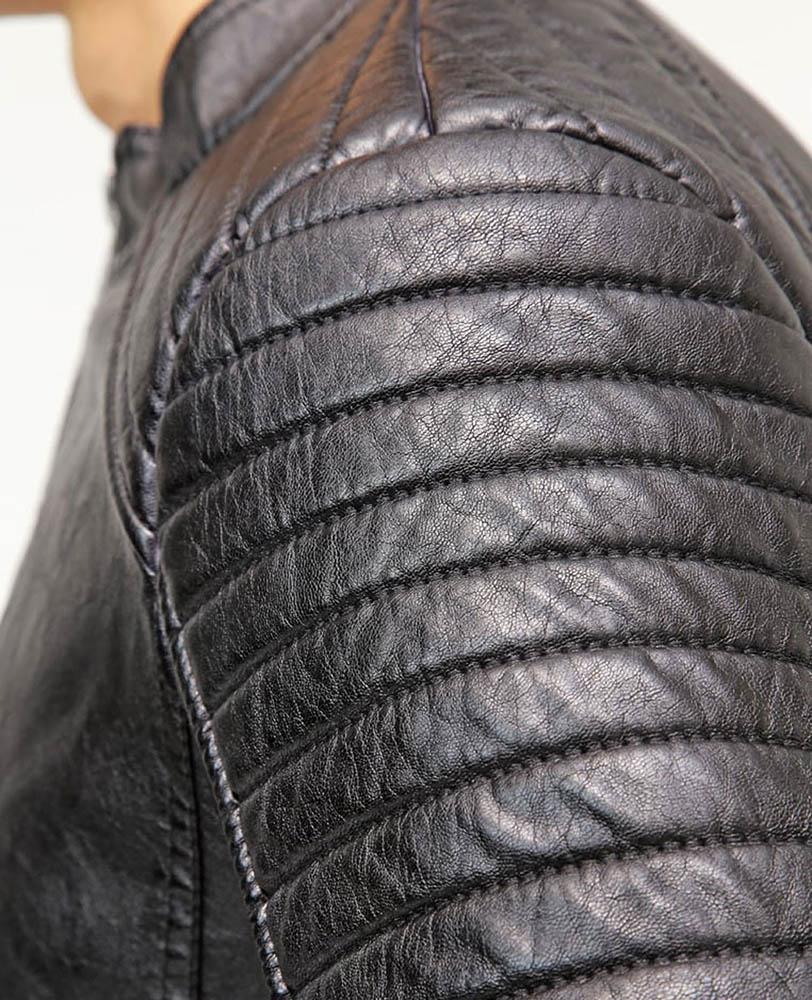 Robt Black Quilted Leather Jacket - Shearling leather