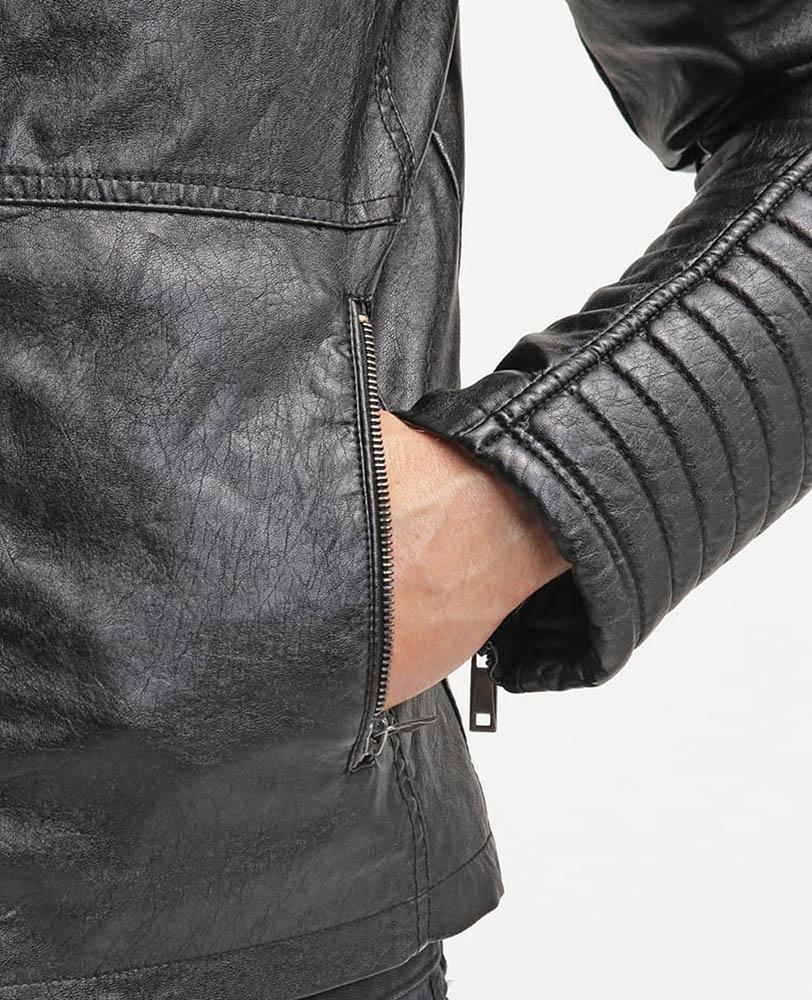Robt Black Quilted Leather Jacket - Shearling leather