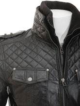 Load image into Gallery viewer, Ronn Black Quilted Leather Jacket - Shearling leather

