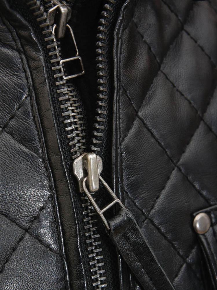 Ronn Black Quilted Leather Jacket - Shearling leather