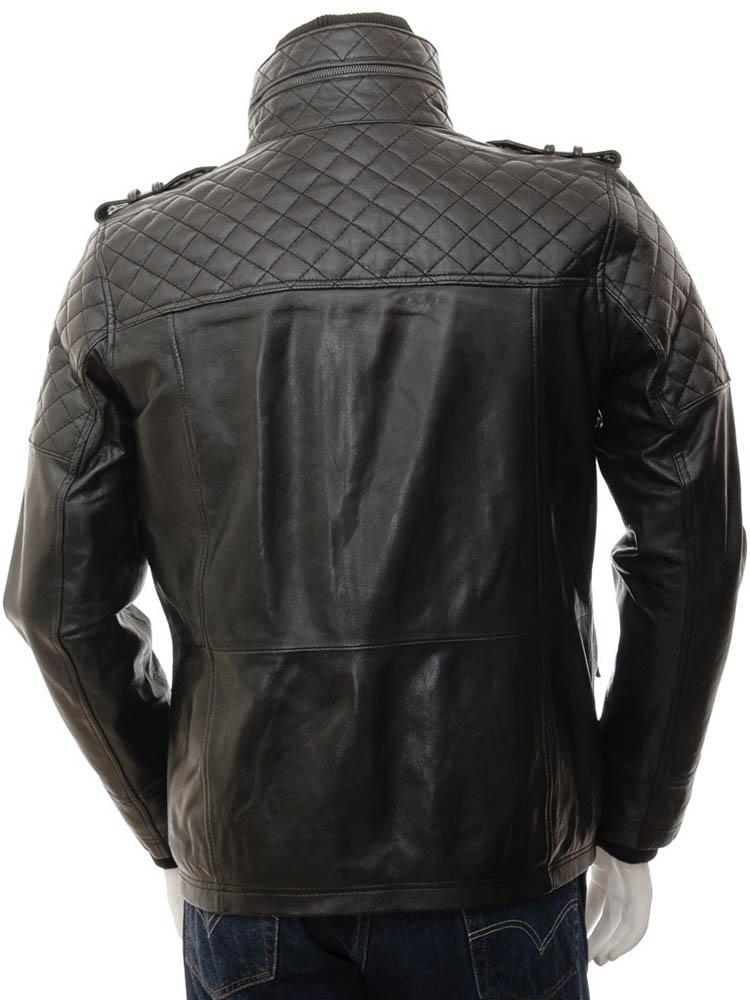 Ronn Black Quilted Leather Jacket - Shearling leather