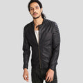 Sung Black Quilted Leather Jacket - Shearling leather