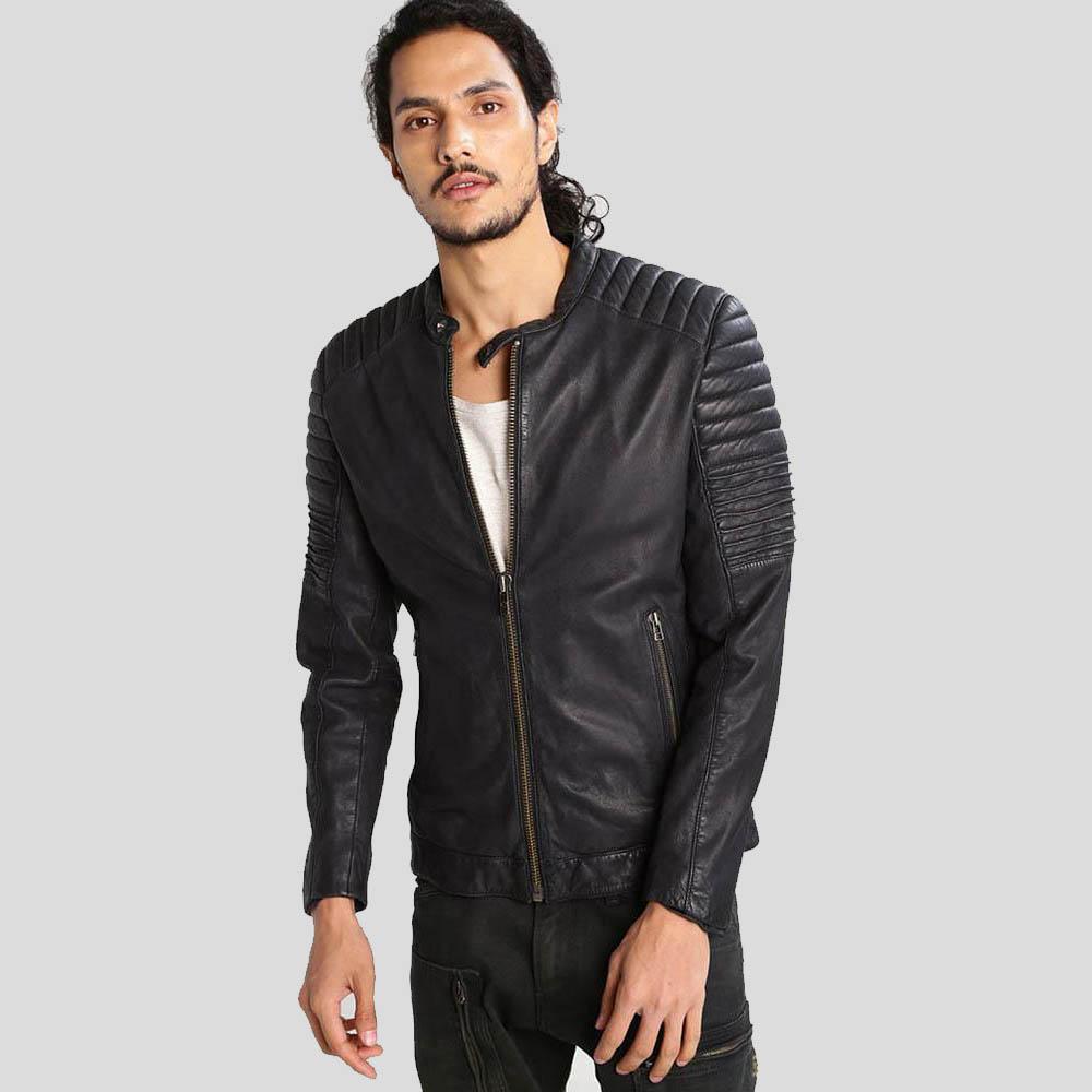 Sung Black Quilted Leather Jacket - Shearling leather