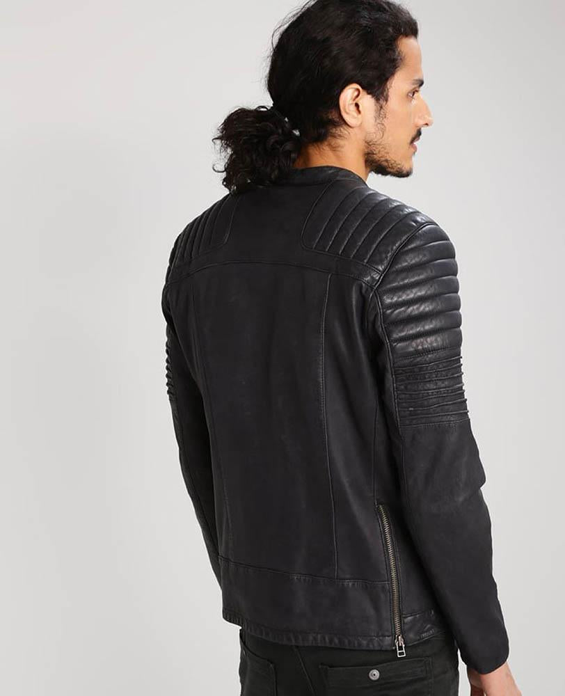 Sung Black Quilted Leather Jacket - Shearling leather