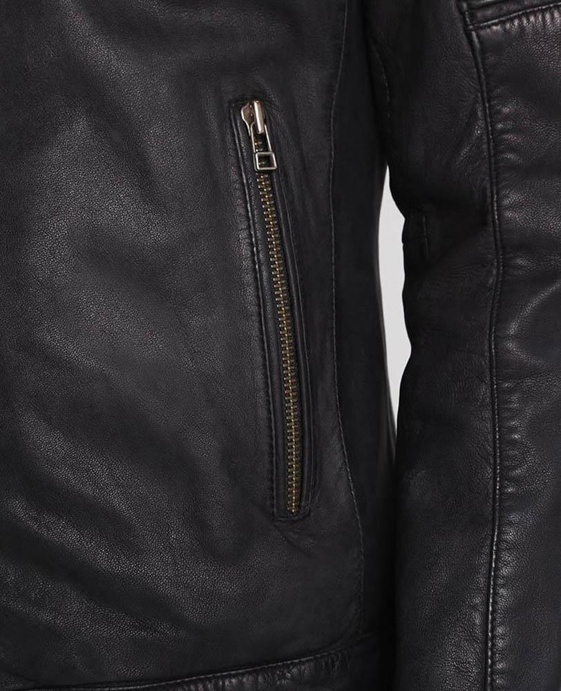 Sung Black Quilted Leather Jacket - Shearling leather