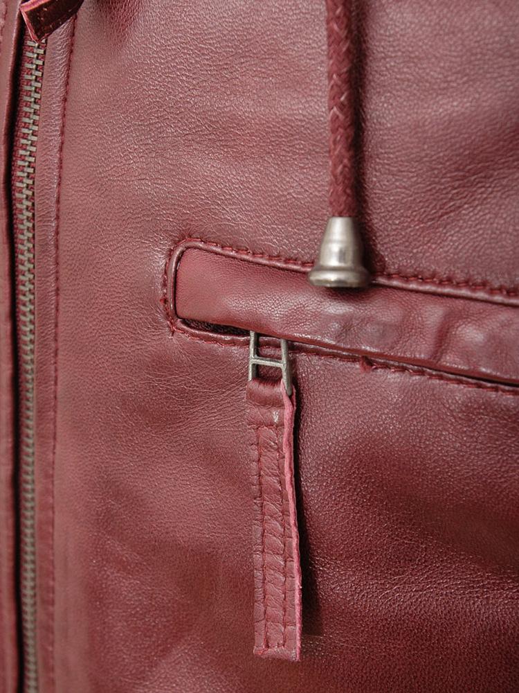 Tore Red Leather Jacket With Removable Hood - Shearling leather