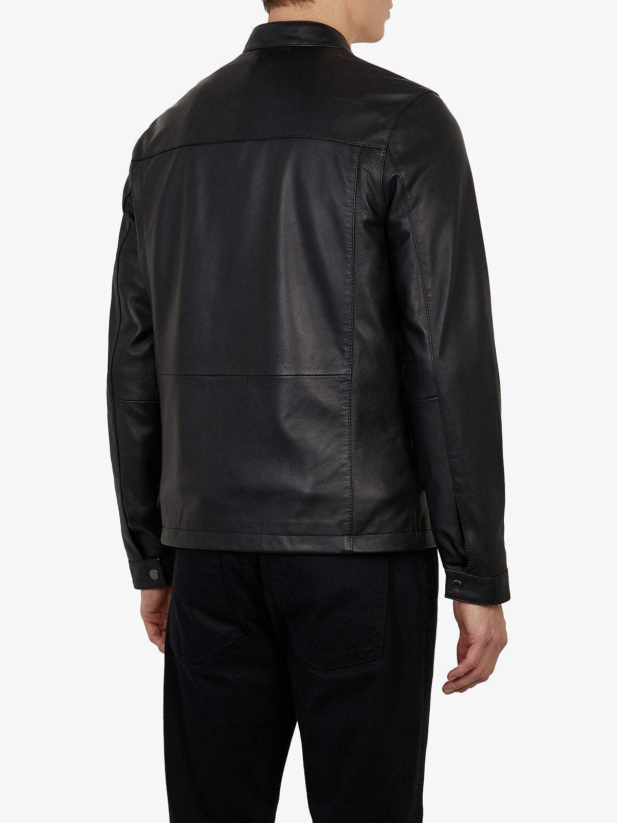 Black Leather Jacket - Shearling leather