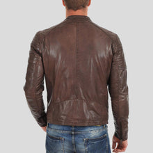 Load image into Gallery viewer, Albie Brown Slim Fit Motorcycle Leather Jacket - Shearling leather
