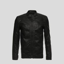 Load image into Gallery viewer, Drew Black Motorcycle Leather Jacket - Shearling leather
