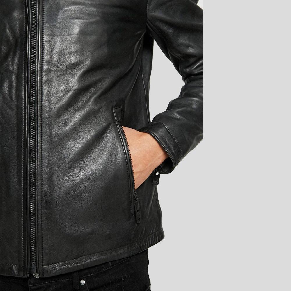 Gary Black Motorcycle Leather Jacket - Shearling leather