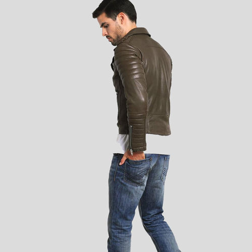 Carl Brown Motorcycle Leather Jacket - Shearling leather