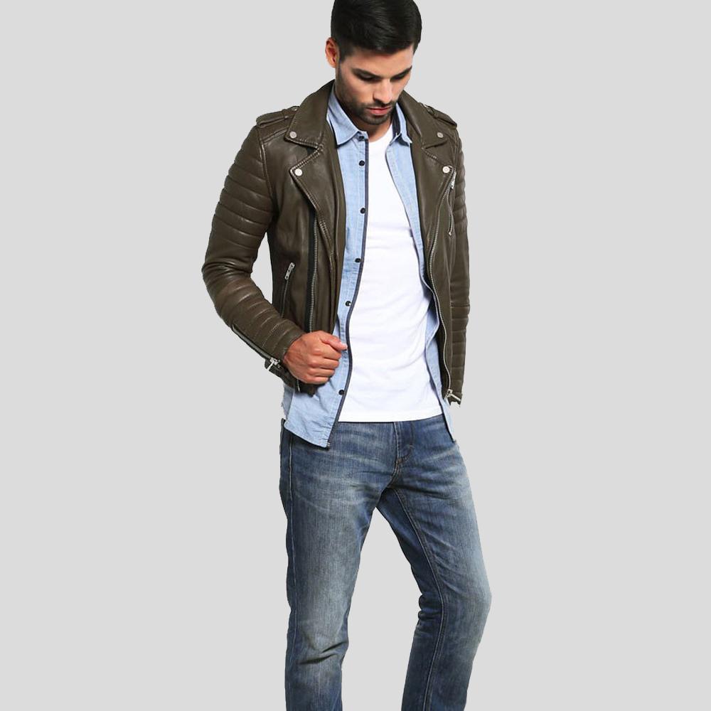 Carl Brown Motorcycle Leather Jacket - Shearling leather