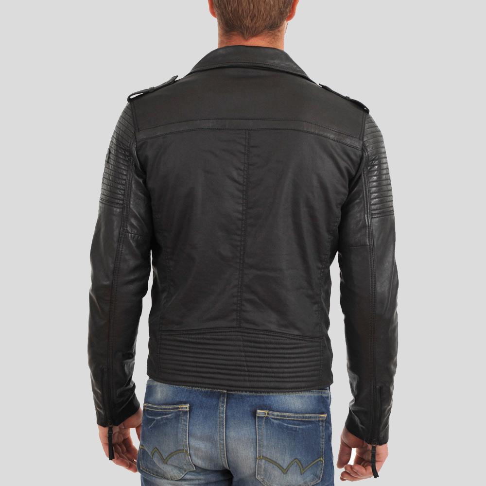 Christopher Black Motorcycle Leather Jacket - Shearling leather