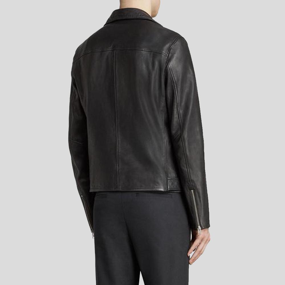 Connor Black Motorcycle Leather Jacket - Shearling leather