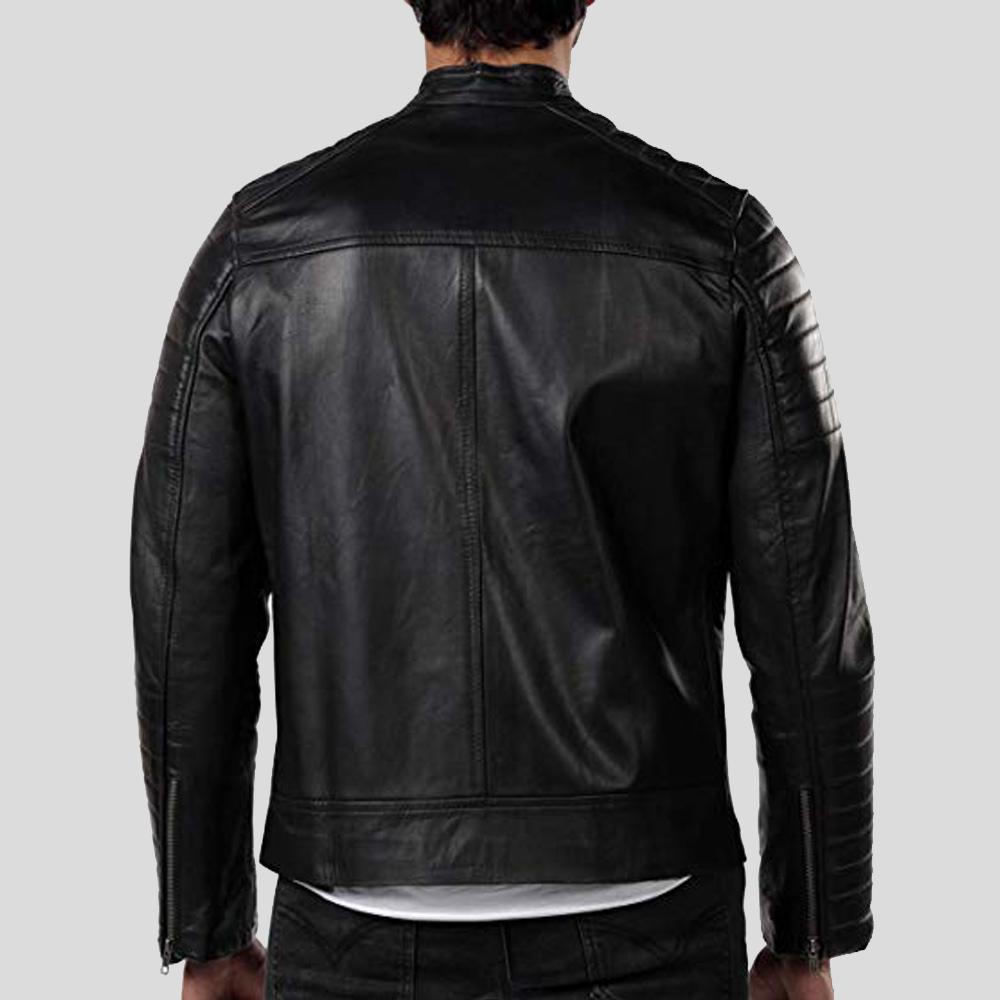 Elon Black Motorcycle Leather Jacket - Shearling leather