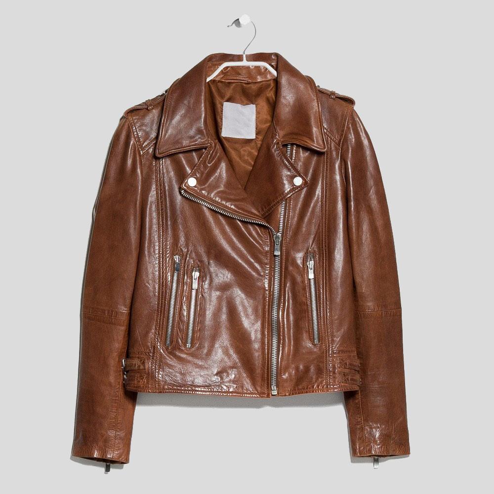 Emma Brown Motorcycle Leather Jacket - Shearling leather