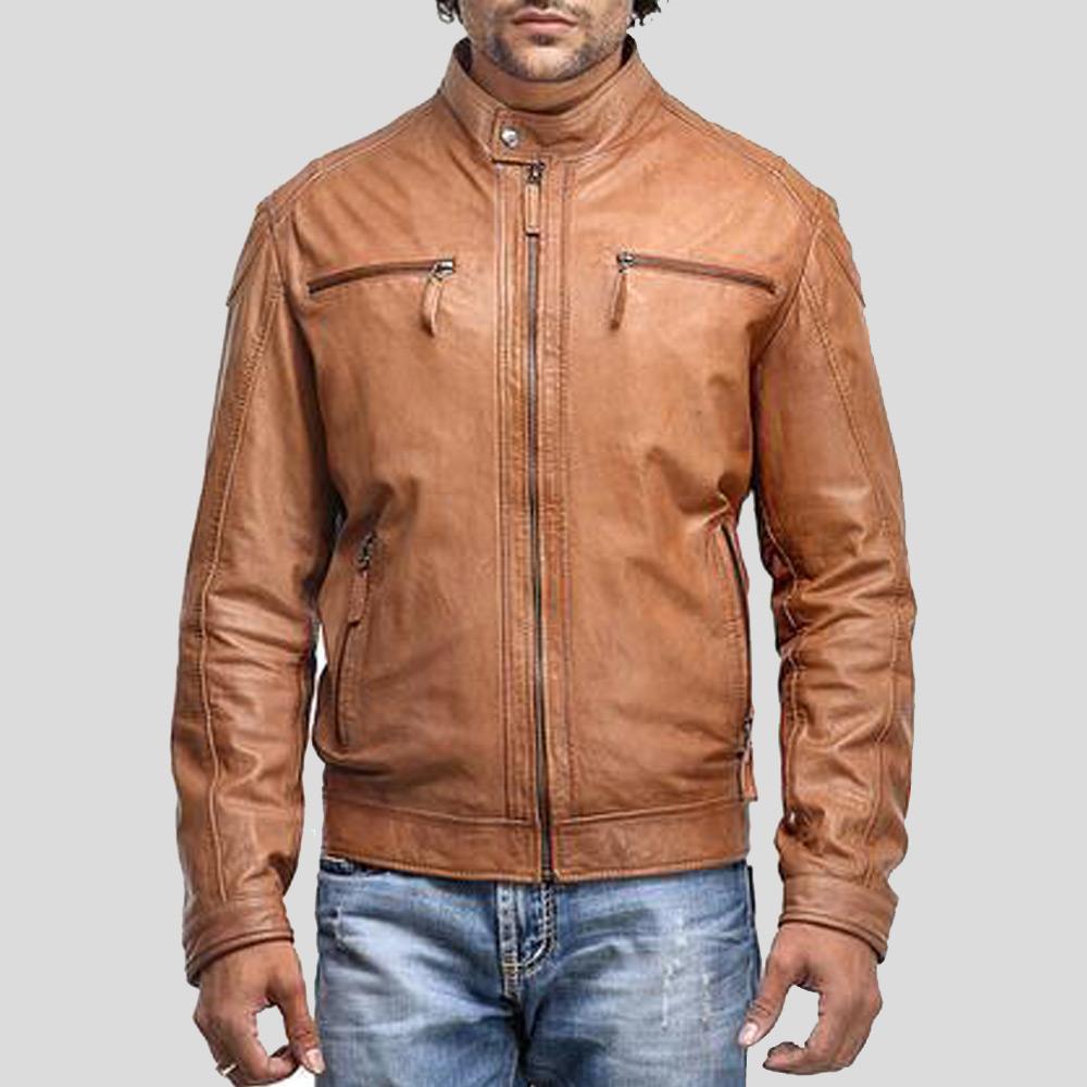Luca Brown Motorcycle Leather Jacket - Shearling leather