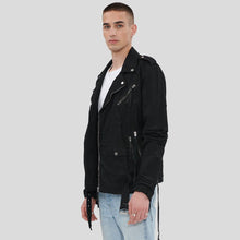 Load image into Gallery viewer, Mytch Black Motorcycle Leather Jacket - Shearling leather
